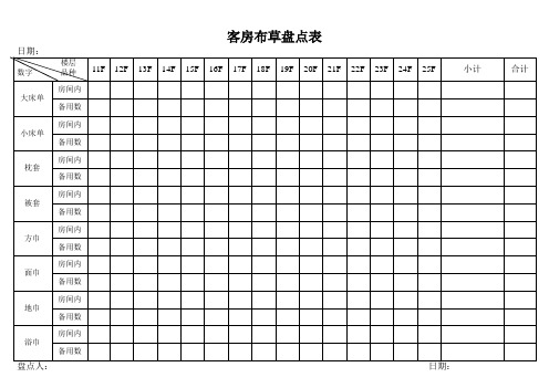 客房布草盘点表