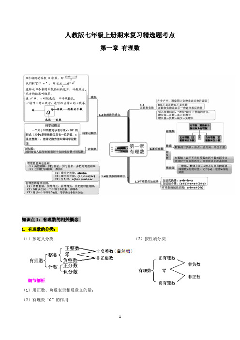 人教版七年级上册期末复习精选题考点-第一章《有理数》复习