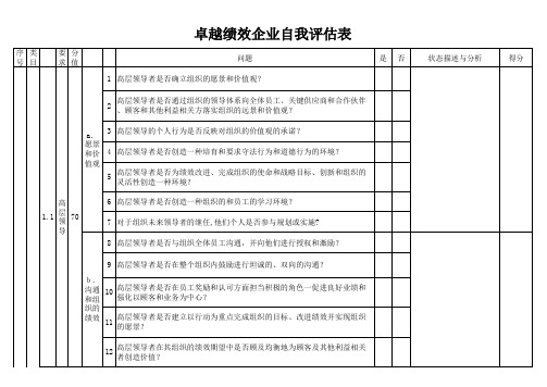 自我评估表(卓越绩效)