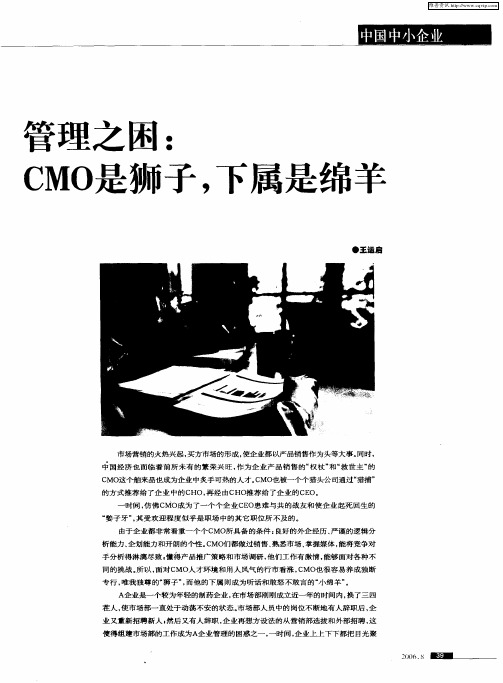 管理之困：CMO是狮子,下属是绵羊