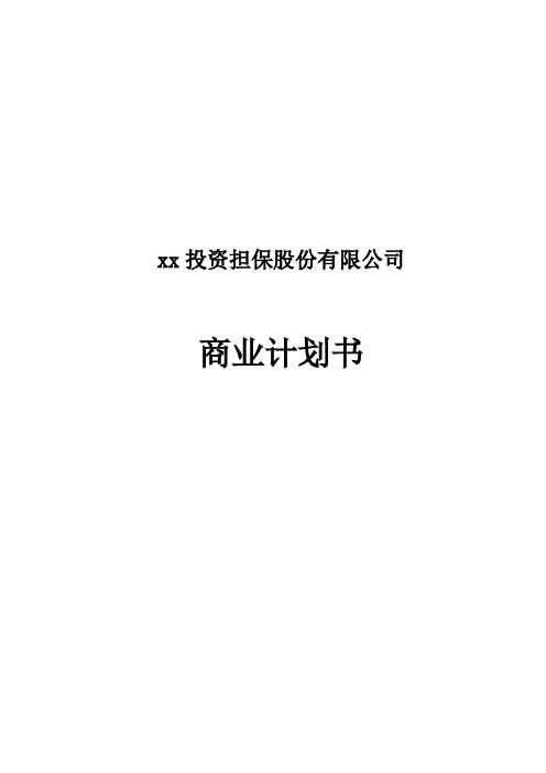 XX投资融资性担保公司创办项目商业计划书