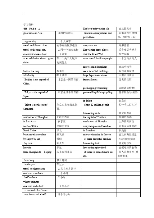 精心整理上海牛津英语6B重点单词及词组讲课教案