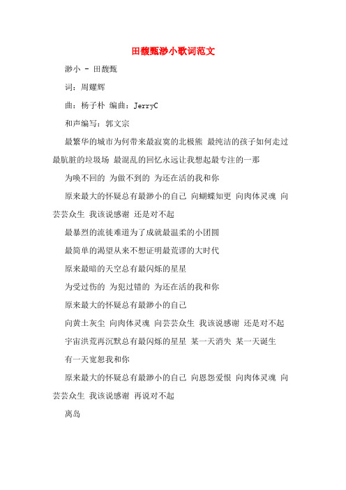 田馥甄渺小歌词范文