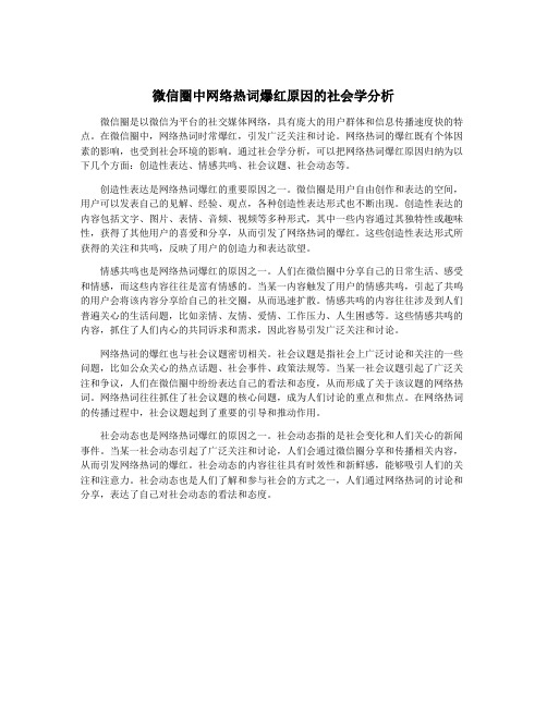 微信圈中网络热词爆红原因的社会学分析