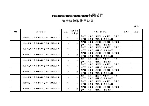 消毒液领取使用记录