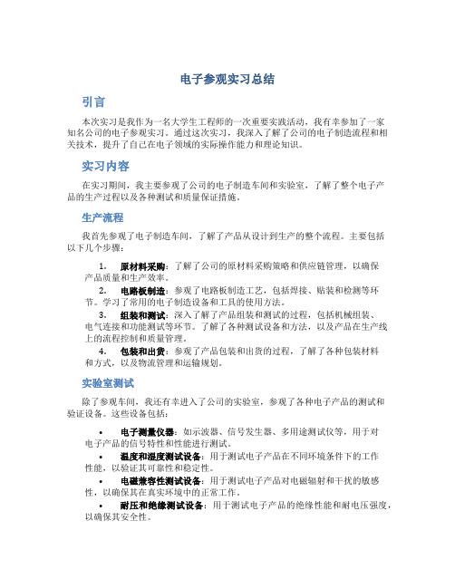 电子参观实习总结