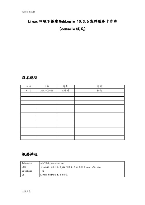 Linux环境下搭建WebLogic10.3.6集群服务十步曲