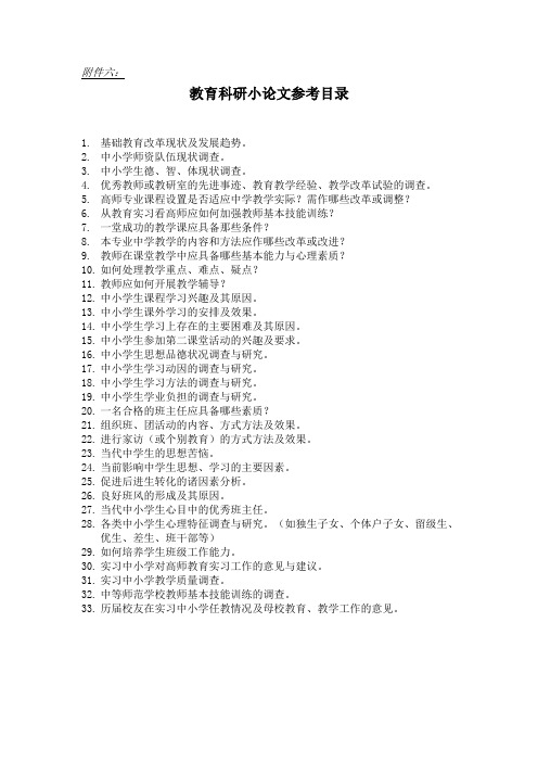 11__教育科研小论文参考目录