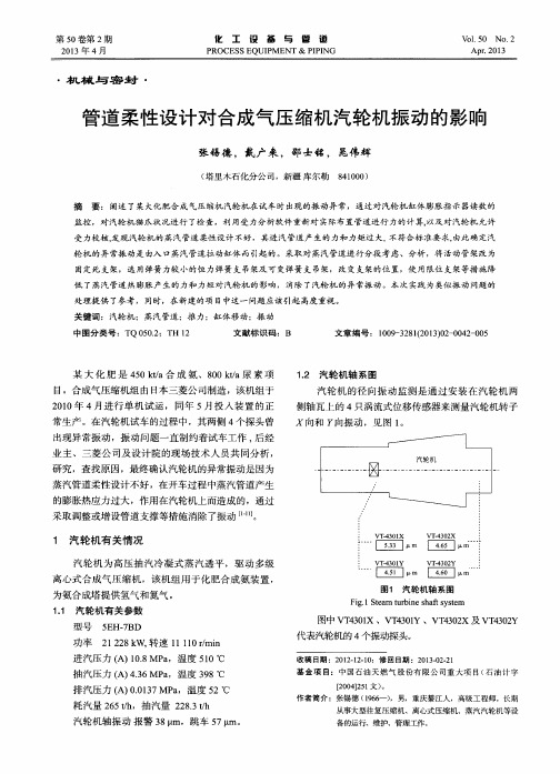 管道柔性设计对合成气压缩机汽轮机振动的影响