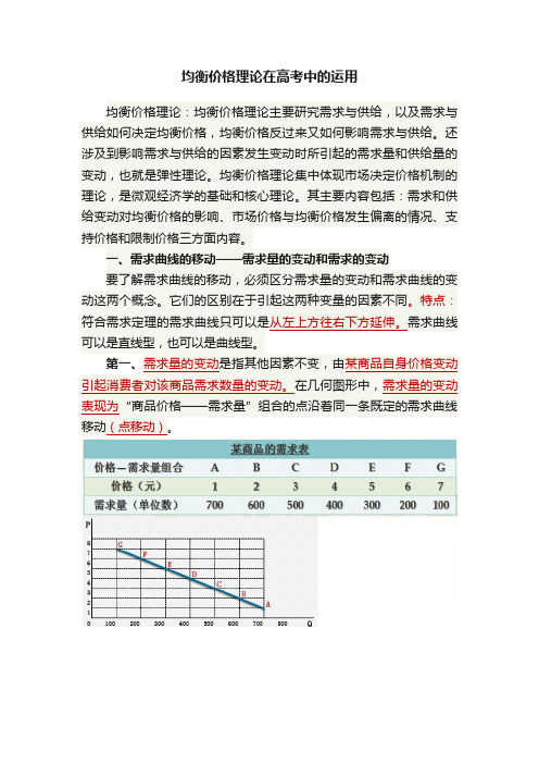 均衡价格理论在高考中的运用