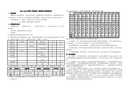 高一物理期中考试成绩分析