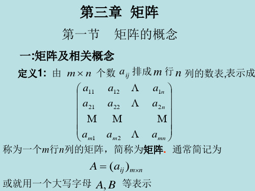 1 矩阵的概念及特殊矩阵