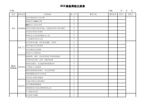 施工现场HSE检查表