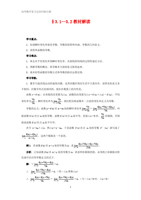 高中数学总结归纳 (人教课标A版选修1-1)3.1—3.2教材解读