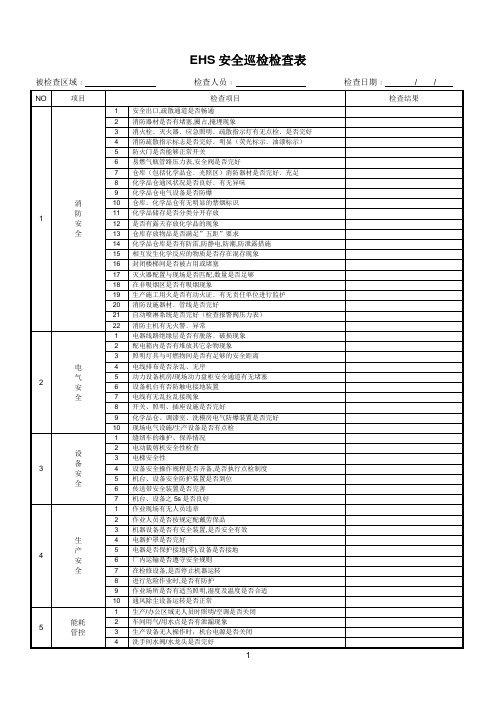 EHS安全巡检检查表 通用版