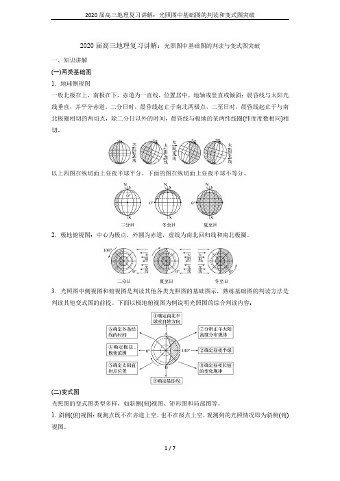 2020届高三地理复习讲解：光照图中基础图的判读和变式图突破