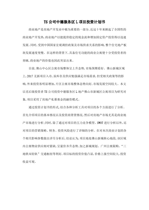 TS公司中德服务区L项目投资计划书.doc