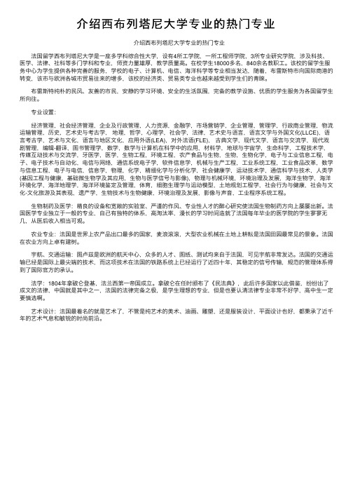 介绍西布列塔尼大学专业的热门专业