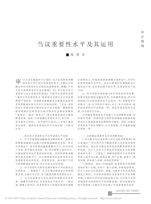 刍议重要性水平及其运用