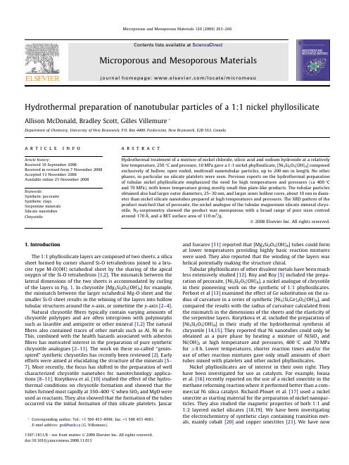 Hydrothermal preparation of nanotubular particles of a nickel phyllosilicate