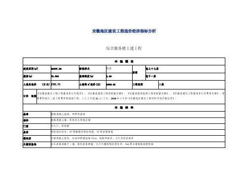 安徽地区建设工程造价经济指标