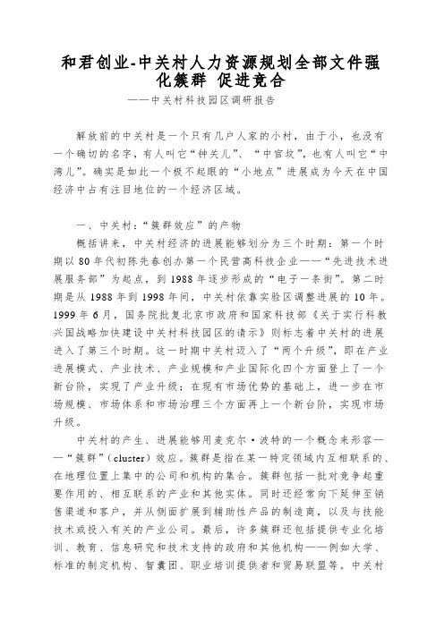 和君创业-中关村人力资源规划全部文件强化簇群 促进竞合