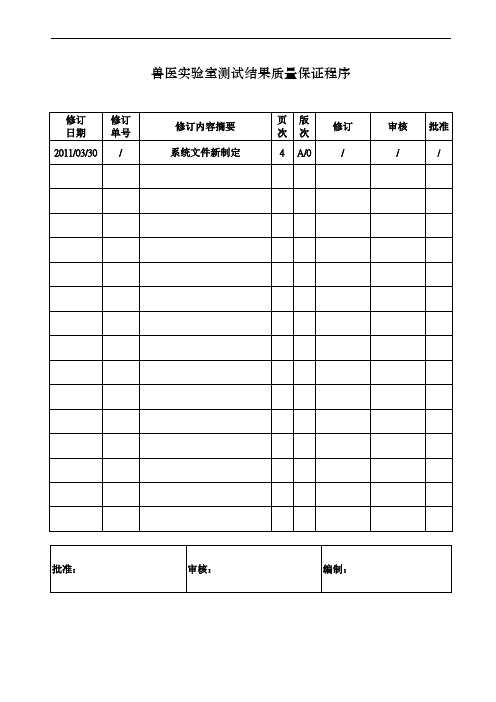 兽医实验室测试结果质量保证程序