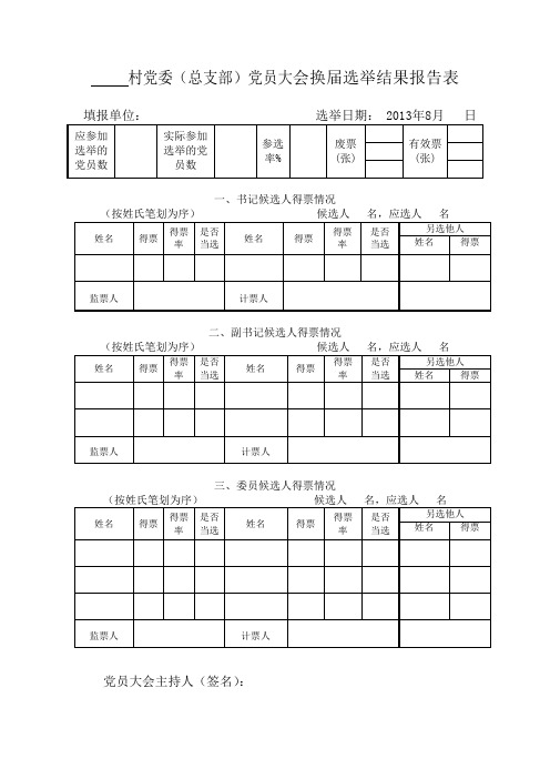 11换届选举结果报告表