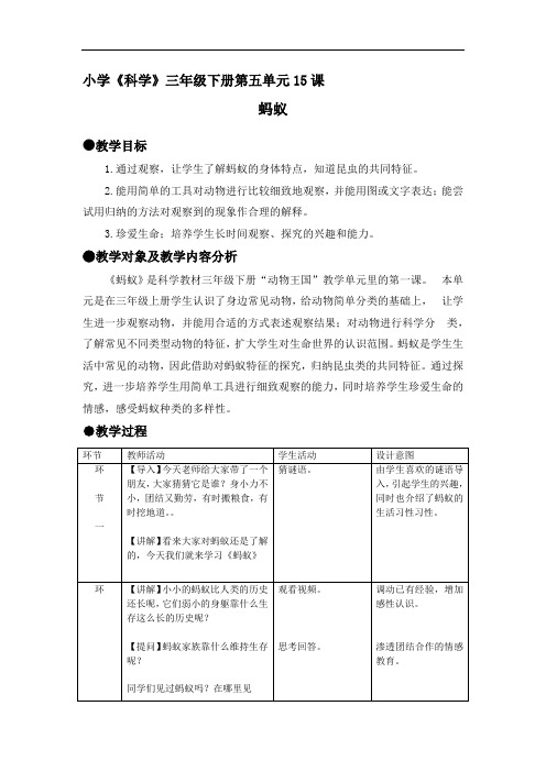 小学科学_蚂蚁教学设计学情分析教材分析课后反思