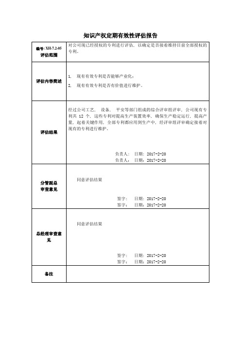 知识产权定期有效性评估报告