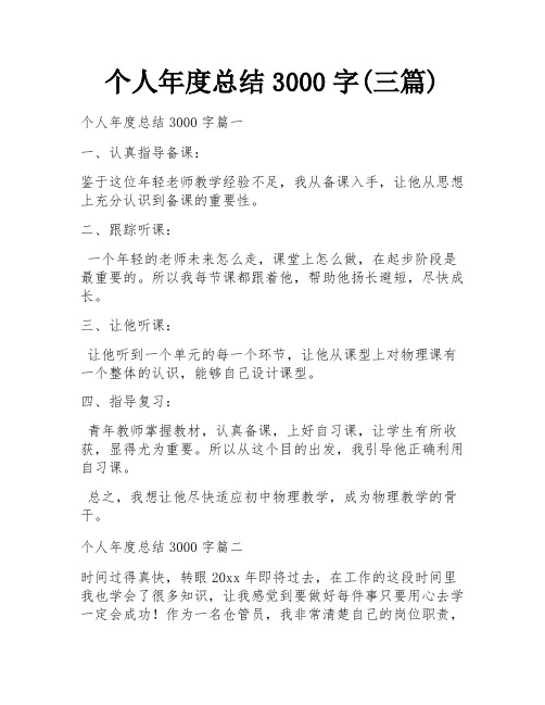 个人年度总结3000字(三篇)