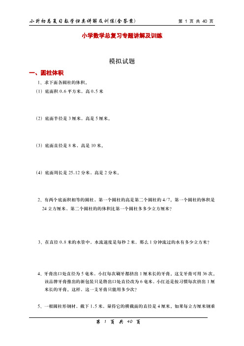 【数学】小升初总复习数学归类讲解及训练(含答案)