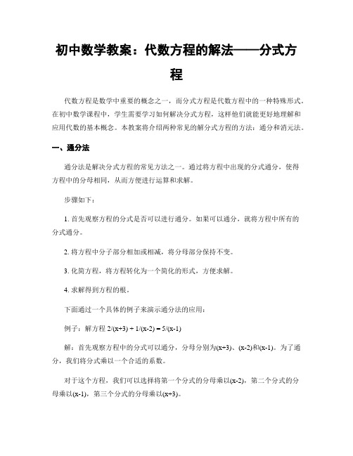 初中数学教案：代数方程的解法——分式方程 (2)