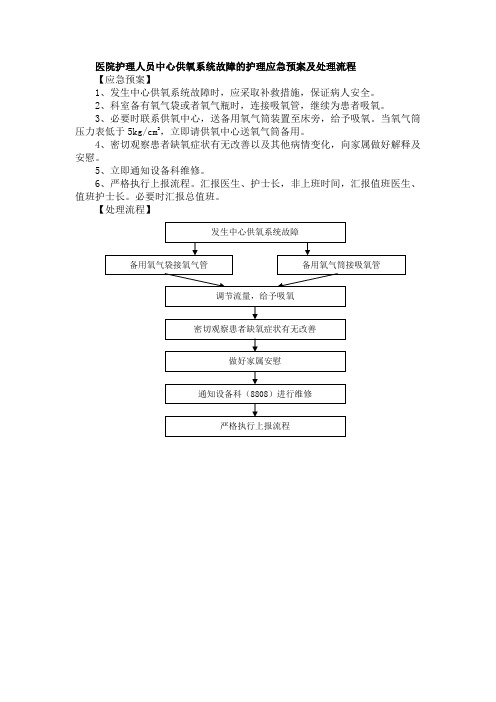 医院护理人员中心供氧系统故障的护理应急预案及处理流程