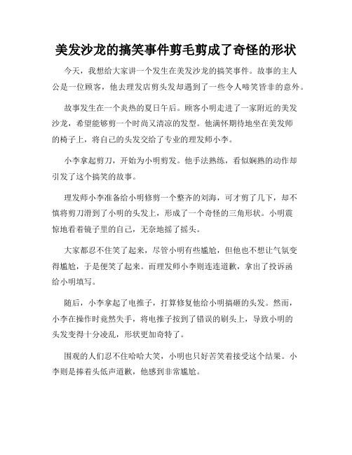 美发沙龙的搞笑事件剪毛剪成了奇怪的形状