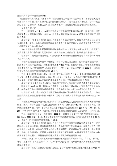 无形资产的会计与税法差异分析 