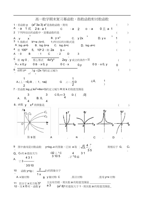 指对幂函数经典练习题