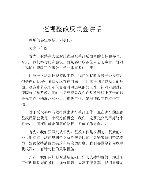 巡视整改反馈会讲话