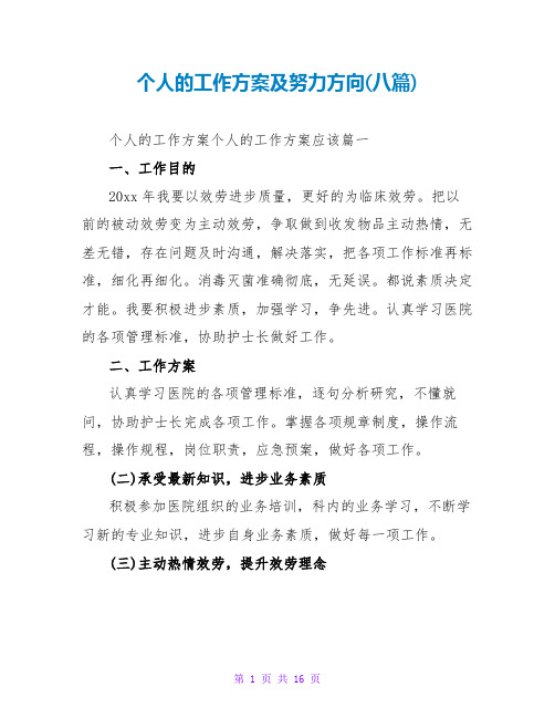 个人的工作计划及努力方向(八篇)