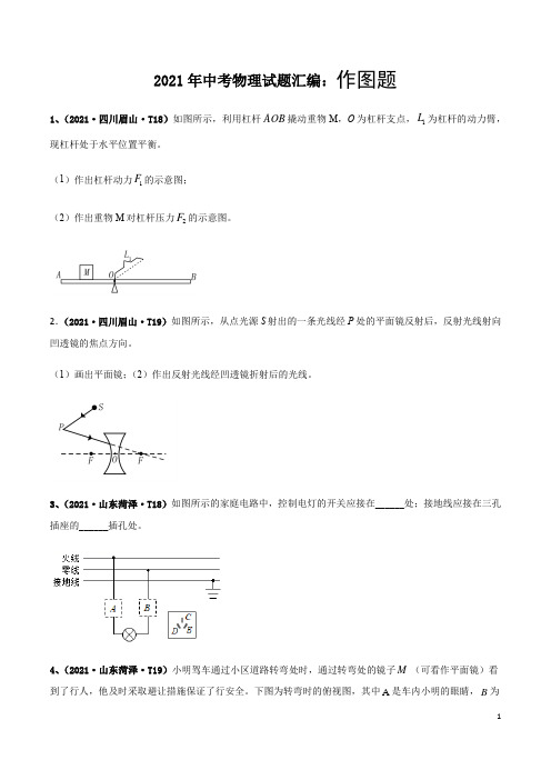 2021年中考物理试题汇编：作图题(解析版)