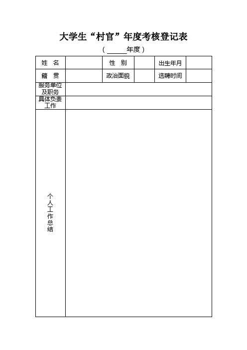 大学生村官年度考核登记表