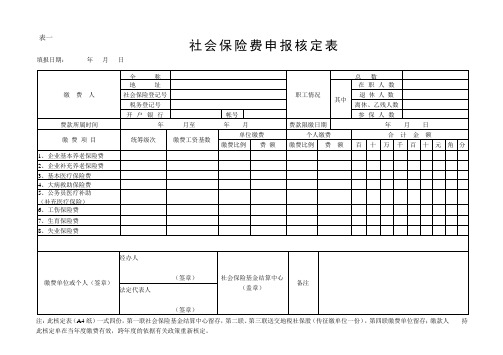 社会保险费申报核定表