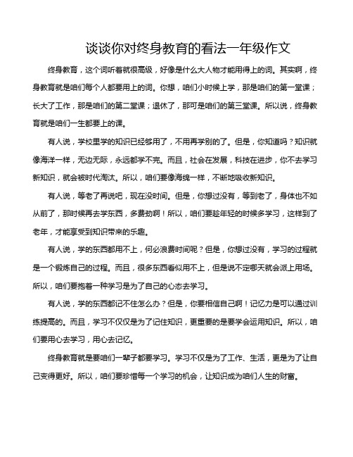 谈谈你对终身教育的看法一年级作文