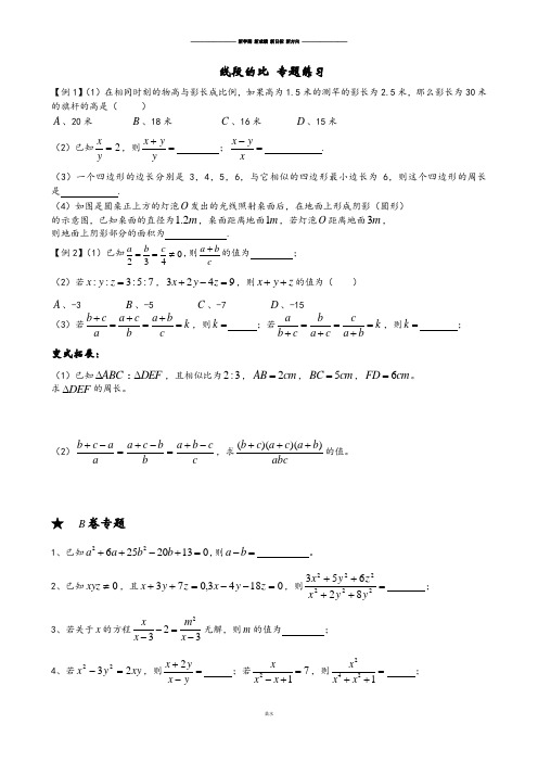 华师大版九年级数学上册 线段的比 专题练习.docx