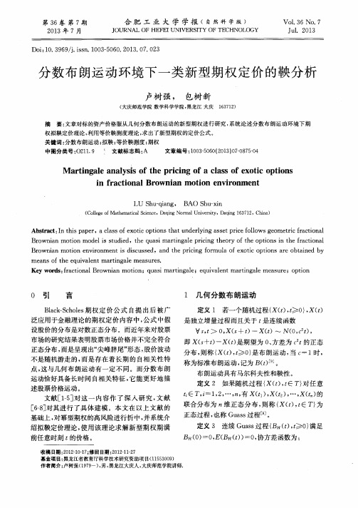 分数布朗运动环境下一类新型期权定价的鞅分析