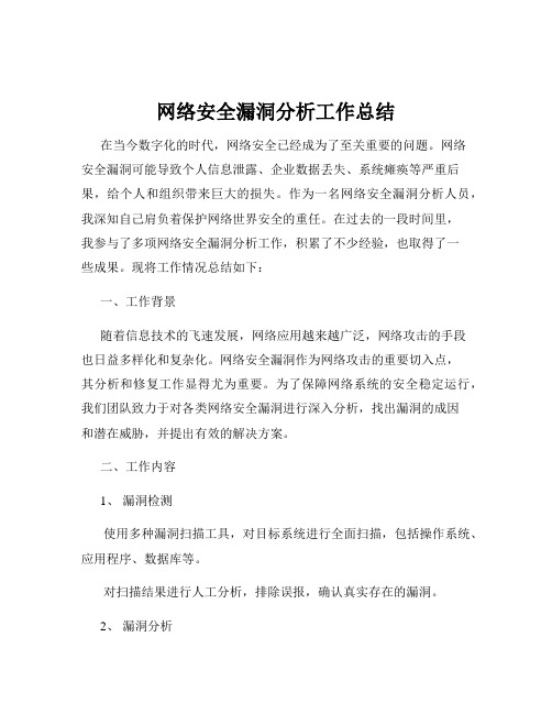 网络安全漏洞分析工作总结