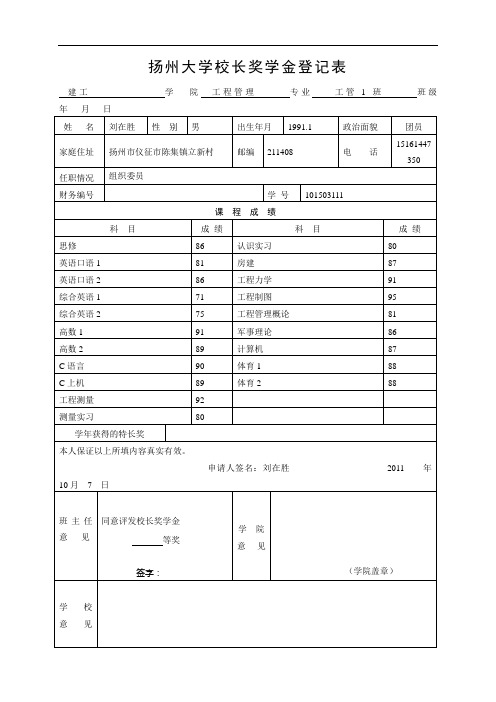 各类评奖评优登表