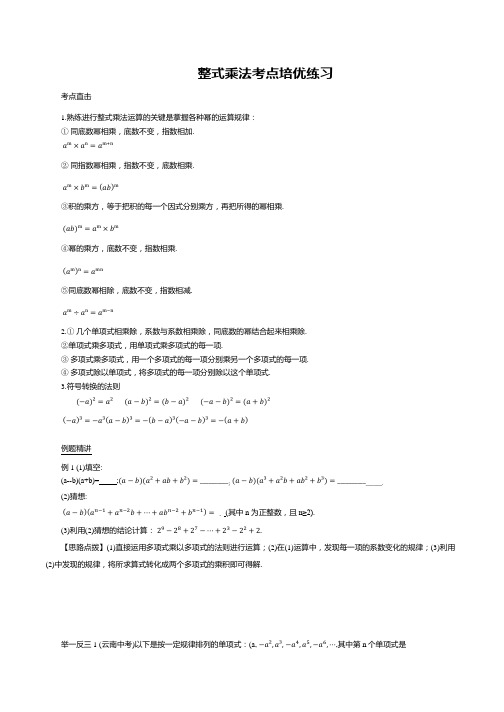 2024年中考数学复习-整式乘法考点培优练习