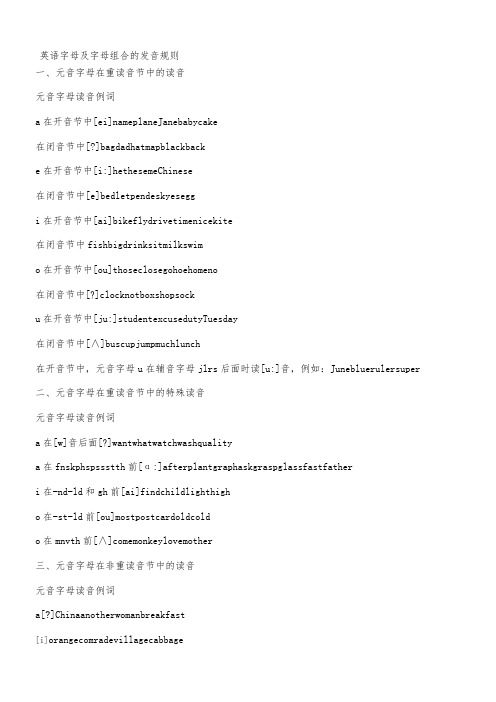 英语字母及字母组合的发音规则