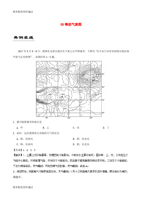 【配套K12】备战2019年高考地理《自然地理十大基础图击破》专题05 锋面气旋图练习
